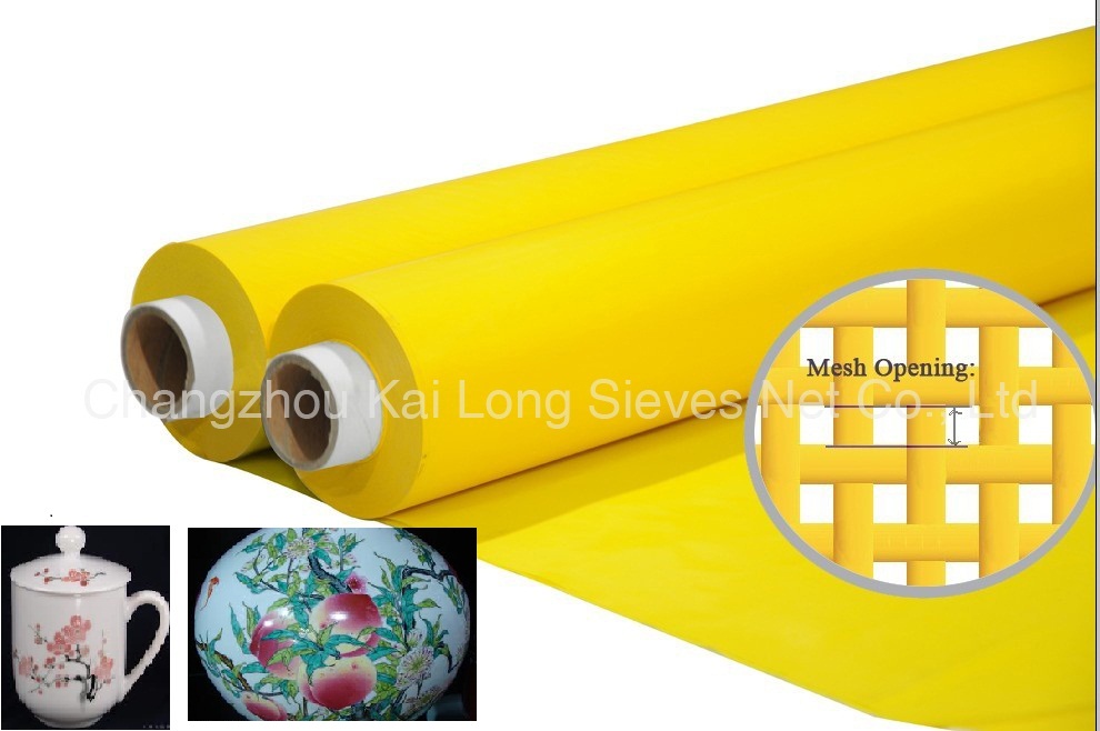 Polyester Screen Printing Mesh For Ceramic / Glass / Textile , White / Yellow